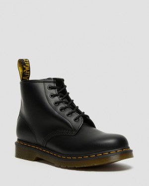 Dr Martens 101 Yellow Stitch Smooth Læder Ankle Støvler Dame Sort | Danmark_Dr47086