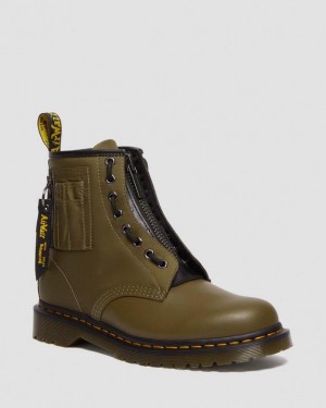 Dr Martens 1460 Ben Alpha Industries Nylon & Læder Blonder Up Støvler Herre Olivengrøn Sort | Danmark_Dr61947