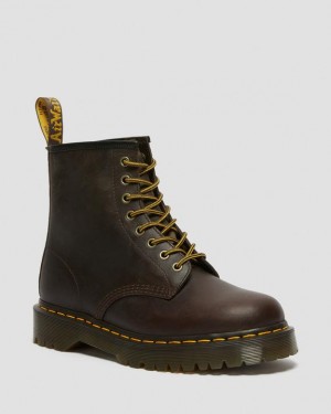 Dr Martens 1460 Bex Crazy Horse Læder Blonder Up Støvler Dame Mørkebrune | Danmark_Dr35736