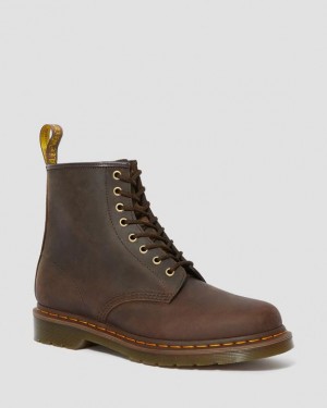 Dr Martens 1460 Crazy Horse Læder Blonder Up Støvler Dame Brune | Danmark_Dr21101