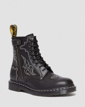 Dr Martens 1460 Gothic Americana Læder Blonder Up Støvler Dame Sort | Danmark_Dr31160