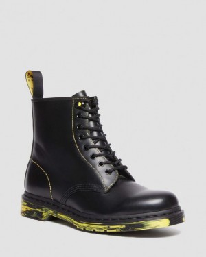 Dr Martens 1460 Marbled Sole Smooth Læder Blonder Up Støvler Herre Sort | Danmark_Dr74769