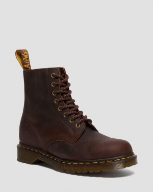 Dr Martens 1460 Pascal Waxed Full Grain Læder Blonder Up Støvler Dame Brune | Danmark_Dr80490