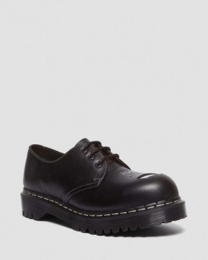 Dr Martens 1461 Bex Exposed Steel Tå Oxford Sko Dame Sort | Danmark_Dr83789