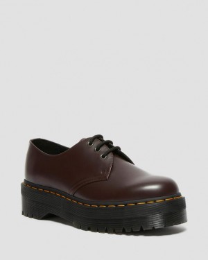 Dr Martens 1461 Smooth Læder Platform Sko Herre Bordeaux | Danmark_Dr75063