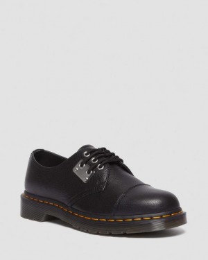 Dr Martens 1461 Tå Plate Lunar Læder Oxford Sko Dame Sort | Danmark_Dr19534