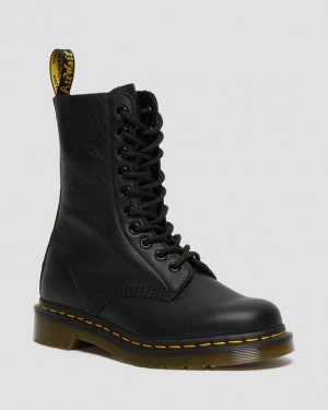 Dr Martens 1490 Virginia Læder Mid Calf Støvler Dame Sort | Danmark_Dr11446