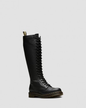 Dr Martens 1B60 Virginia Læder Knee High Støvler Dame Sort | Danmark_Dr34036