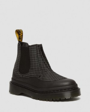 Dr Martens 2976 Beta Bex Grid Chelsea Platform Sko Dame Sort Hvide | Danmark_Dr48820