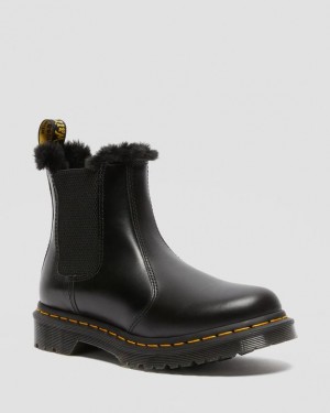 Dr Martens 2976 Leonore Faux Fur Forede Chelsea Støvler Dame Mørkegrå | Danmark_Dr46831