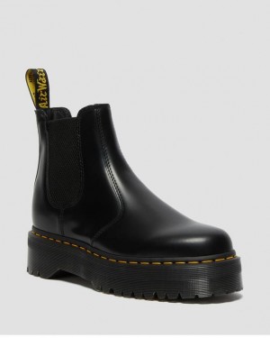 Dr Martens 2976 Smooth Læder Chelsea Platform Sko Dame Sort | Danmark_Dr35974