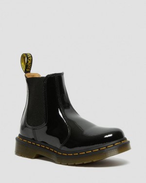 Dr Martens 2976 Women's Lak Læder Chelsea Støvler Dame Sort | Danmark_Dr85572