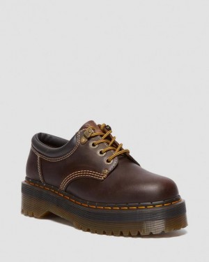 Dr Martens 8053 Arc Crazy Horse Læder Casual Platform Sko Dame Mørkebrune | Danmark_Dr10585