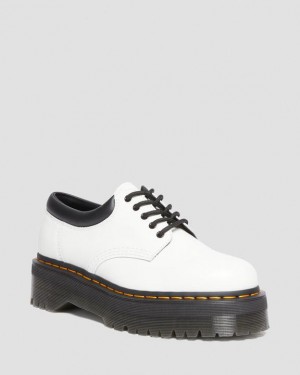 Dr Martens 8053 Læder Platform Casual Sko Dame Hvide | Danmark_Dr28782