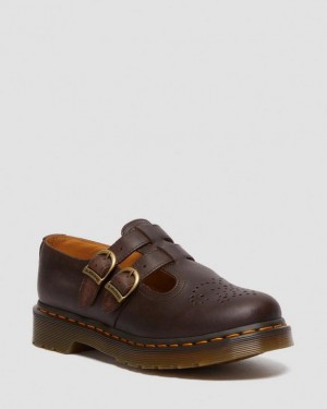 Dr Martens 8065 Crazy Horse Læder Mary Jane Sko Dame Mørkebrune | Danmark_Dr67415