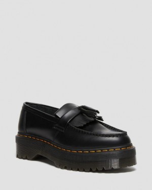 Dr Martens Adrian Læder Tassel Platform Sko Dame Sort | Danmark_Dr13027