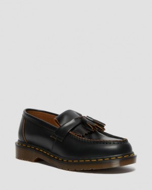 Dr Martens Adrian Made in England Quilon Læder Tassel Loafers Sko Dame Sort | Danmark_Dr85132