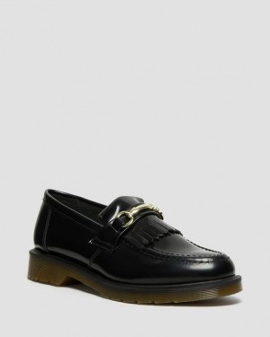 Dr Martens Adrian Snaffle Smooth Læder Kiltie Loafers Sko Dame Sort | Danmark_Dr47179