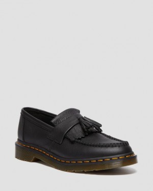 Dr Martens Adrian Women's Virginia Læder Tassel Loafers Sko Dame Sort | Danmark_Dr21961