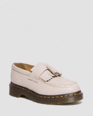 Dr Martens Adrian Women's Virginia Læder Tassel Loafers Sko Dame Grå Brune | Danmark_Dr59281