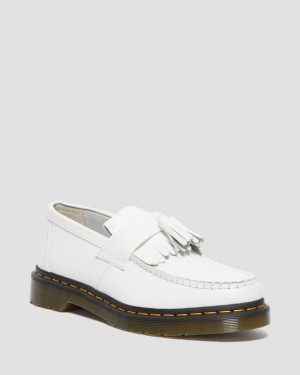 Dr Martens Adrian Yellow Stitch Læder Tassel Loafers Sko Dame Hvide | Danmark_Dr40221