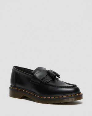 Dr Martens Adrian Yellow Stitch Læder Tassel Loafers Sko Dame Sort | Danmark_Dr64898