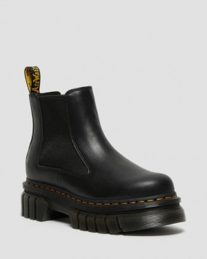 Dr Martens Audrick Nappa Læder Platform Chelsea Støvler Dame Sort | Danmark_Dr44398