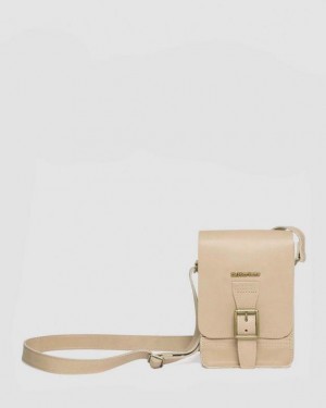 Dr Martens Carrara Læder Vertical Crossbody Tasker Accessories Beige | Danmark_Dr21783