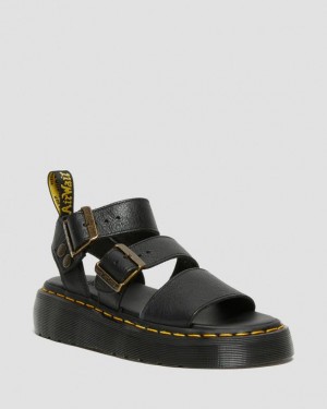 Dr Martens Gryphon Pisa Læder Platform Sandaler Dame Sort | Danmark_Dr38713