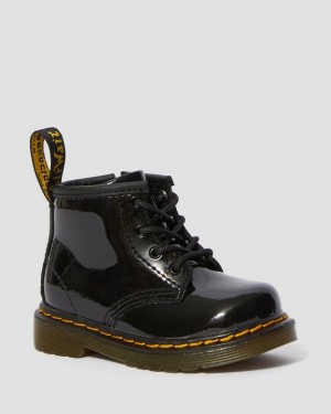 Dr Martens Infant 1460 Lak Læder Blonder Up Støvler Børn Sort | Danmark_Dr15853