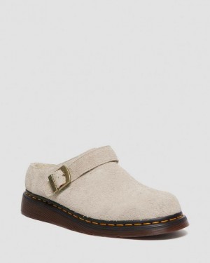 Dr Martens Isham Faux Shearling Forede Ruskind Slingback Mules Sko Dame Grå Brune | Danmark_Dr68733