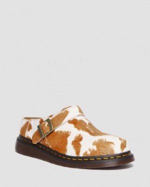 Dr Martens Isham Hair-On Cow Print Slingback Sandaler Dame Brune Hvide | Danmark_Dr65436