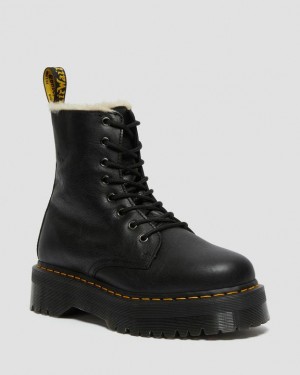 Dr Martens Jadon Boot Læder Faux Fur Forede Platforms Støvler Herre Sort | Danmark_Dr93534