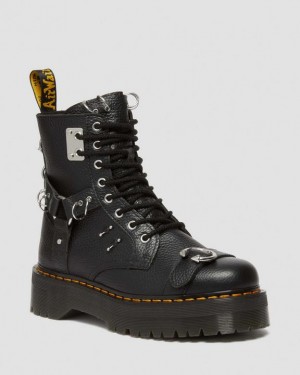 Dr Martens Jadon Boot Piercing Milled Nappa Læder Platforms Støvler Herre Sort | Danmark_Dr78181