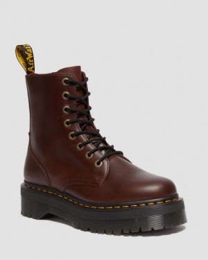 Dr Martens Jadon Boot Pull Up Læder Platform Sko Herre Mørkebrune | Danmark_Dr62909