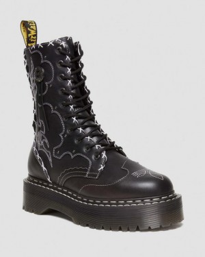 Dr Martens Jadon Hi Boot Gothic Americana Læder Platforms Støvler Dame Sort | Danmark_Dr60776