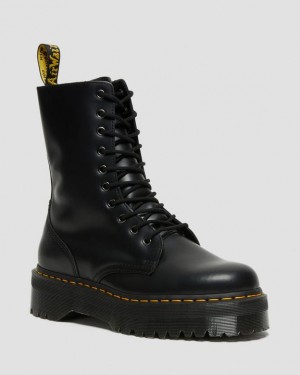 Dr Martens Jadon Hi Boot Smooth Læder Platform Sko Dame Sort | Danmark_Dr94055