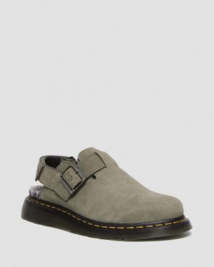 Dr Martens Jorge II Faux Fur Forede Nubuck Slingback Mules Sko Dame Grå | Danmark_Dr91910