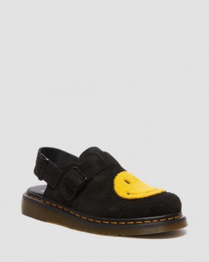 Dr Martens Jorge Smiley® Napped Ruskind Slingback Mules Sko Dame Sort | Danmark_Dr86821