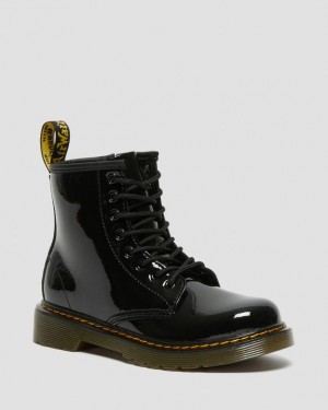 Dr Martens Junior 1460 Lak Læder Blonder Up Støvler Børn Sort | Danmark_Dr61274