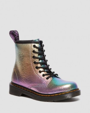 Dr Martens Junior 1460 Rainbow Crinkle Læder Blonder Up Støvler Børn Flerfarvede | Danmark_Dr83848