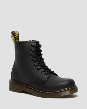 Dr Martens Junior 1460 Softy T Læder Blonder Up Støvler Børn Sort | Danmark_Dr17401