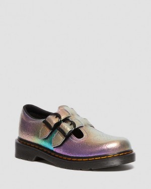 Dr Martens Junior 8065 Rainbow Crinkle Læder Mary Jane Sko Børn Flerfarvede | Danmark_Dr51434