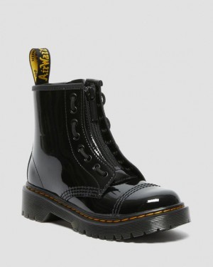 Dr Martens Junior Sinclair Bex Lak Læder Støvler Børn Sort | Danmark_Dr10002