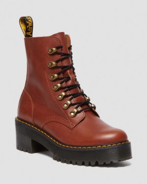 Dr Martens Leona Women's Farrier Læder Hæl Støvler Dame Brune | Danmark_Dr19721