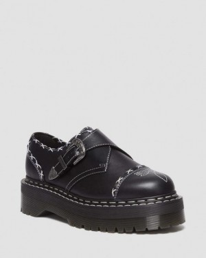 Dr Martens Monk Gothic Americana Læder Platform Sko Dame Sort | Danmark_Dr38336