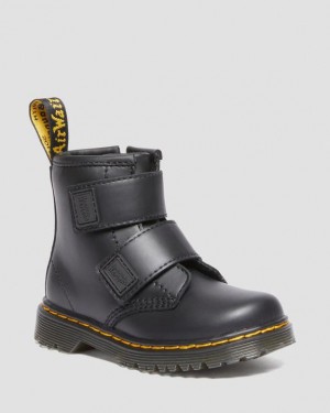 Dr Martens Toddler 1460 Double Páskové Læder Støvler Børn Sort | Danmark_Dr17637