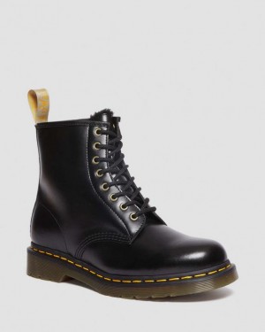 Dr Martens Veganske 1460 Faux Fur Forede Blonder Up Støvler Herre Sort | Danmark_Dr45592