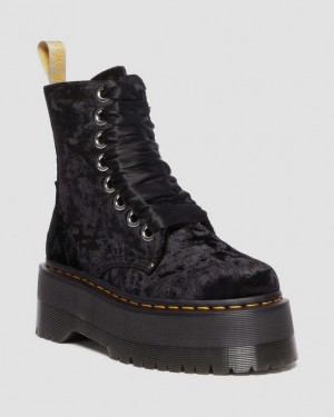 Dr Martens Veganske Jadon Boot Max Crushed Velvet Platforms Støvler Dame Sort | Danmark_Dr51161