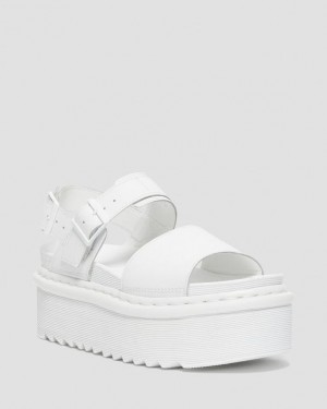 Dr Martens Voss Mono Læder Platform Páskové Sandaler Dame Hvide | Danmark_Dr52726